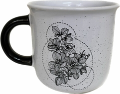 CANECA DECOR RETRO 340ML (11,8 x 9,2 x 8,5 CM) BRANCO / PRETO - FLORESCA - comprar online