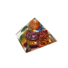 Orgonite Pirâmide 7 Chakras com Cristais 4,5 cm