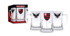 CANECA DE CHOPP VIDRO 565ML TIMES FUTEBOL - FLAMENGO