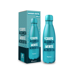 GARRAFA TERMICA METAL NEO 500ML FRASES - O CORPO ALCANCA