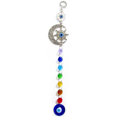 Mobile Sol e Lua com 7 Chakras e Olho Grego 29cm