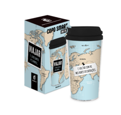 COPO VIAGEM SMART TERMICO 200ML FRASE MAPA VIAJAR PELO MUNDO