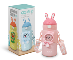 GARRAFA TERMICA INFANTIL COM CANUDO DE SILICONE PLAY - ROSA