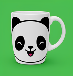 Caneca Porcelana Animais Face Panda Pandinha 380ml - comprar online