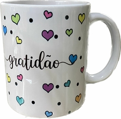 CANECA PORCELANA 330ML GRATIDAO CORAÇOES