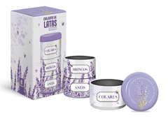 LATA PORTA JOIAS COM 3 DIVISORIAS PRESENTE - FLORES LAVANDA