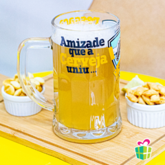 CANECA DE CHOPP VIDRO 565ML - AMIZADE QUE A CERVEJA UNIU - comprar online