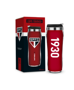 COPO TÉRMICO PLASTICO INOX 350ML TIMES FUTEBOL - SÃO PAULO