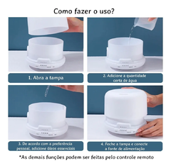 Umidificador Ultrassônico Ar Difusor 500ml Branco c/ LED e Controle Remoto - comprar online