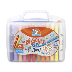 Crayones gel Ezco 3 en 1 valija x24