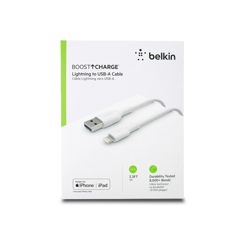 Cable Usb Lightning Belkin Blanco Apple Iphone Calidad Original