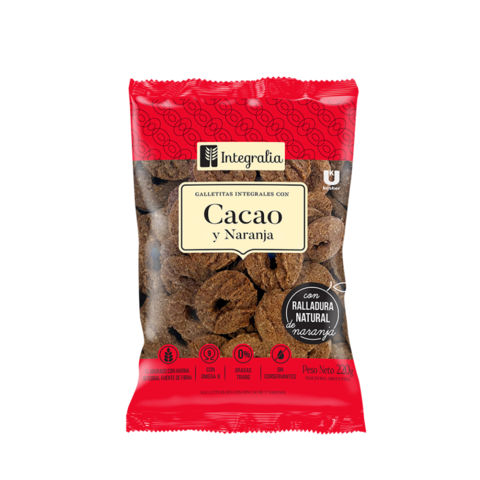 Galletitas Integrales de Cacao y Naranja x 220 Gr - Integralia
