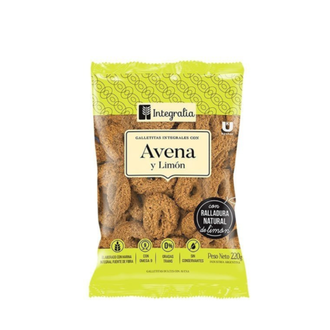 Galletitas Integrales de Avena y Limón x 220 Gr - Integralia