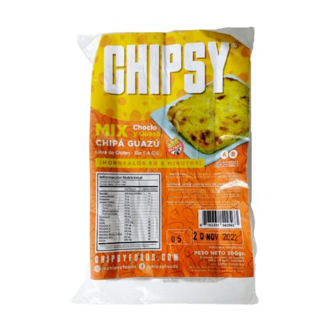 Chipá Guazú Mix Choclo y Queso Congelado para Hornear x 300 Gr - Chipsy Food