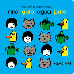 Niña gato agua pato