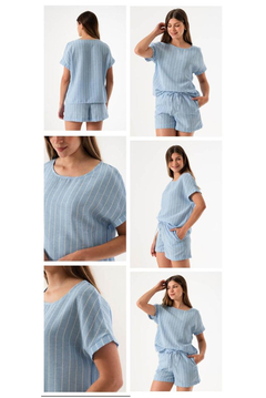 Blusa rayada de lino en internet