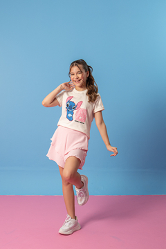 Combinadinho Stitch Tee + Short Saia Priscila (Stitch) - Marias - MODA PARA MENINAS