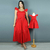 Kit de vestidos Monique Vermelho Adulto e Infantil