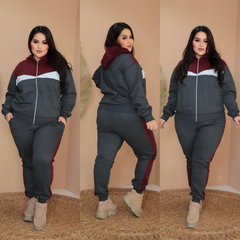 Imagem do Conjunto Moletom Plus Size Tamanho Grande Flanelado Capuz