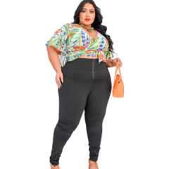 Calça Legging Plus Size Cintura Alta Ziper Na Frente G1 G2g3