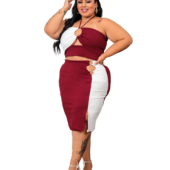 Conjunto Duas Cores Plus Size Fenda Argola Cropped Alça Fina - Summer Body Brazil comercio de roupas Ltda