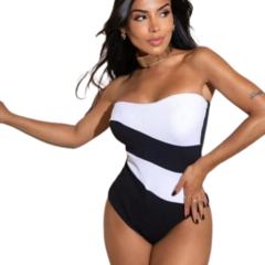 Body Feminino Tomara Que Caia Blogueirinha Listrado Bicolor