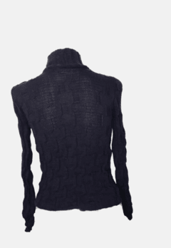 Blusa Suéter Tricot Cardigan Detalhada Gola Alta na internet
