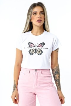 Blusa Tshirt Feminina Minimalista C Estampa desenho algodão