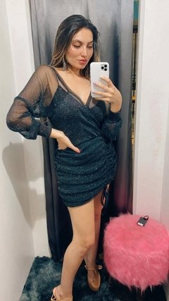 Vestido Balada Lurex Preto Manga Longa na internet