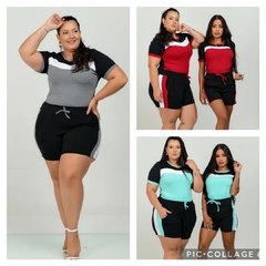 Conjunto feminino bermuda e blusa manga curta kit com 3 plus - comprar online