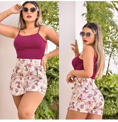 Short Saia Roupa Feminina Florido Detalhes Botão - Summer Body Brazil comercio de roupas Ltda