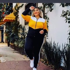 Conjunto Malha crepe Inverno Plus Size Blusa zíper Calça - loja online