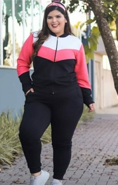 Conjunto Malha crepe Inverno Plus Size Blusa zíper Calça - comprar online