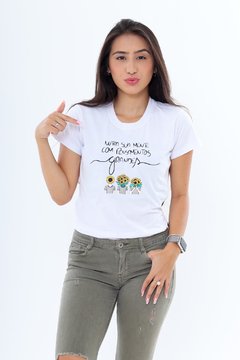 Blusa Tshirt Feminina Minimalista C Estampa desenho algodão - comprar online