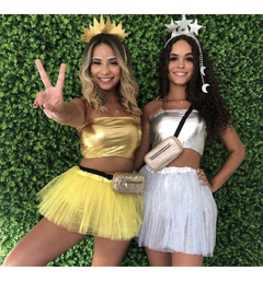 Imagem do Top E Short Fantasia Conjunto Metalizado Lançamento Carnaval