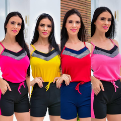 Conjunto Feminino (blusa xadrez+Short) Kit 8 Peças Atacado - comprar online