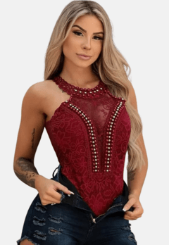 Bory De Renda - Bory Feminino Com Renda decote com pedraria