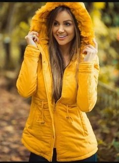 Jaqueta Sobre Tudo Parka Feminina Sarja Pelucia Capuz na internet