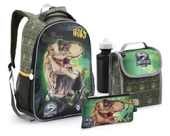 Kit Mochila Escolar Infantil Menino Lancheira Dinossauro