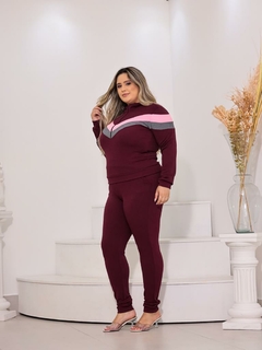 Conjunto Plus Size Quentinho Blusa Frio Calça Malha Crepe na internet