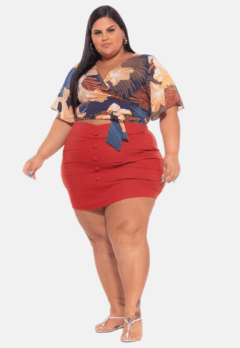 Short Saia Feminino Cintura Alta Lindo Plus Size Bengaline