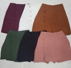 Shorts Saia Bengaline Com Botões Kit Com 6 Peças