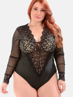 Body Bori Plus Size Manga Longa Rendado Bojo Tamanhos Grande