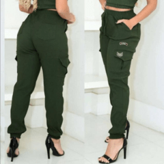 Calça Bomber Jogger Feminina Com Cordao Em Linho