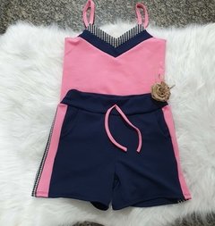 Conjunto de shorts e blusa alça malha crepe listras - Summer Body Brazil comercio de roupas Ltda