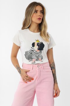 Imagem do Blusa Tshirt Feminina Minimalista C Estampa desenho algodão