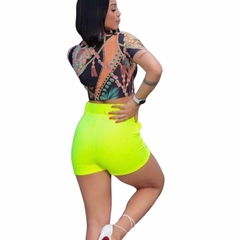 Shorts Saia malha pop Moda Neon Com Cinto Promoção cores na internet