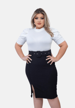 Saia Lapis Com Fenda Midi Evangelica Linda Plus Size - comprar online