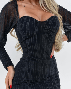 Vestido Feminino Manga Longa Em Lurex - comprar online