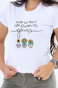 Blusa Tshirt Feminina Minimalista C Estampa desenho algodão